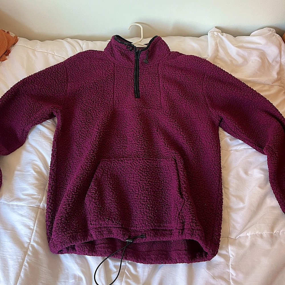 PINK Burgundy Quarter Zip Sherpa